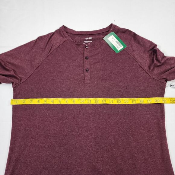 NWT 01.Algo Men's Henley Brandon Performance Burgundy Shirt Long Sleeve Size M - Picture 7 of 9